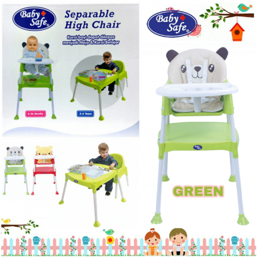 Kursi Makan dan Highchair Baby Safe Separable High Chair Kursi Makan Bayi – Green