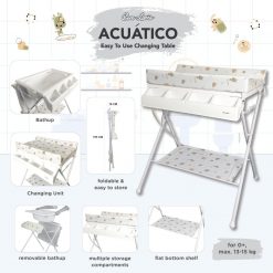 Bak Mandi dan Baby Tafel Cocolatte Acuatico Folding Baby Tafel – White Brown